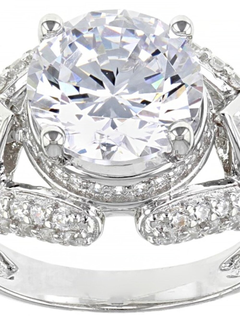 Bella Luce Rhodium Plated Center Design Ring 9.48ctw. Size 10